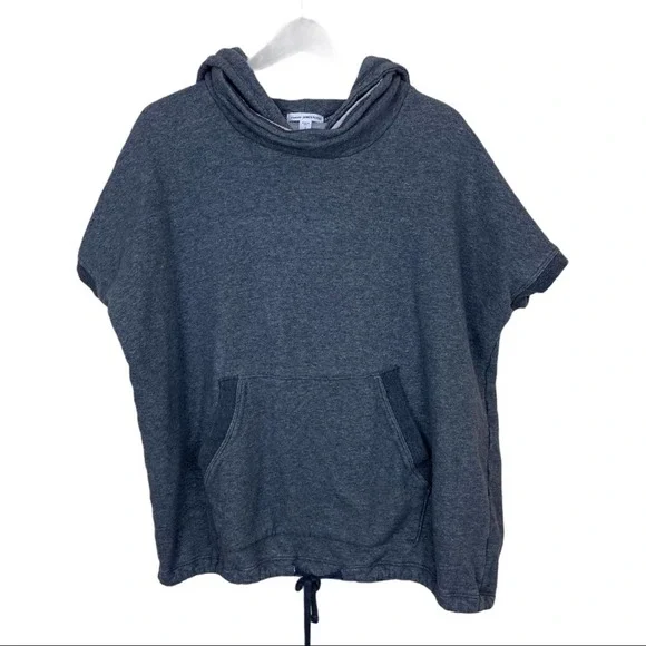 James Perse Sleeveless Hoodie Poncho Top in Gray - Picture 8 of 12
